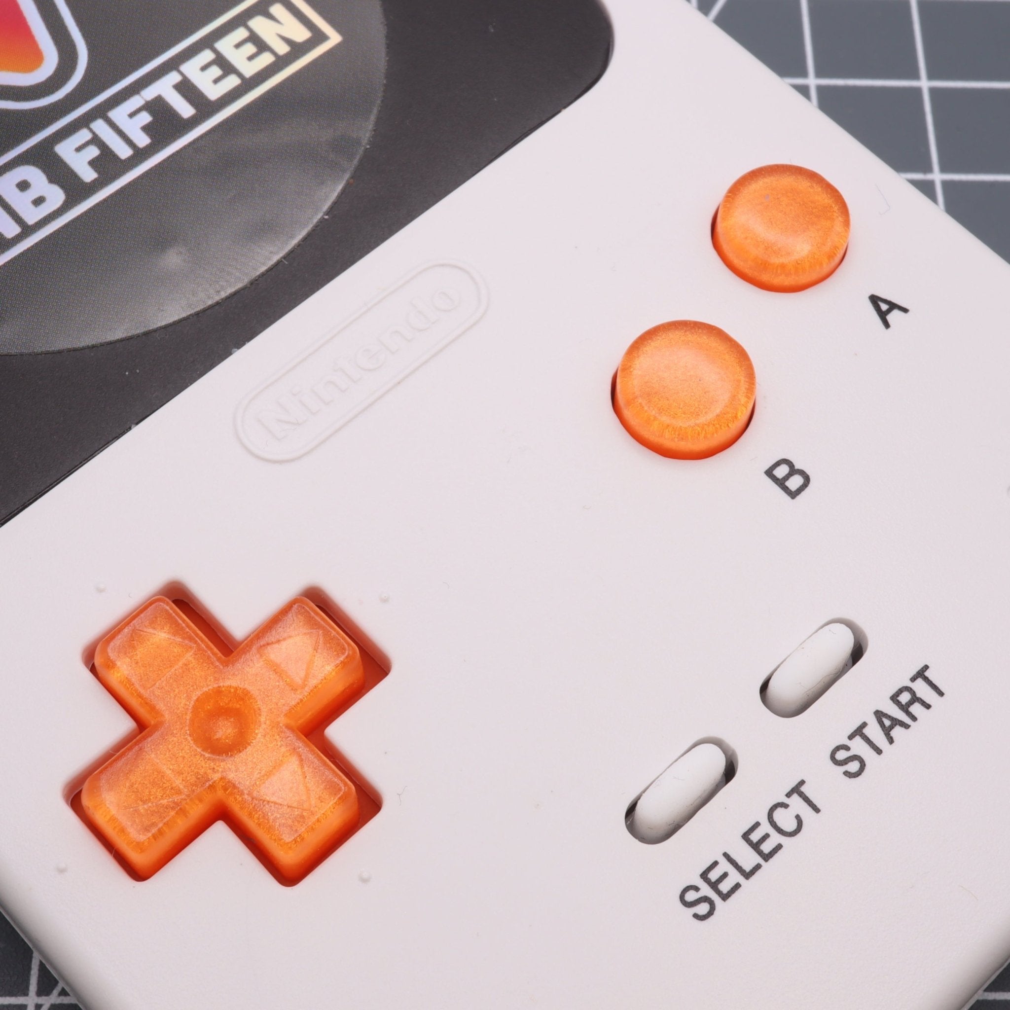 Hand cast custom resin buttons for Nintendo Game Boy Pocket MGB-001 GBP - Orange Candy | Lab Fifteen Co - 3