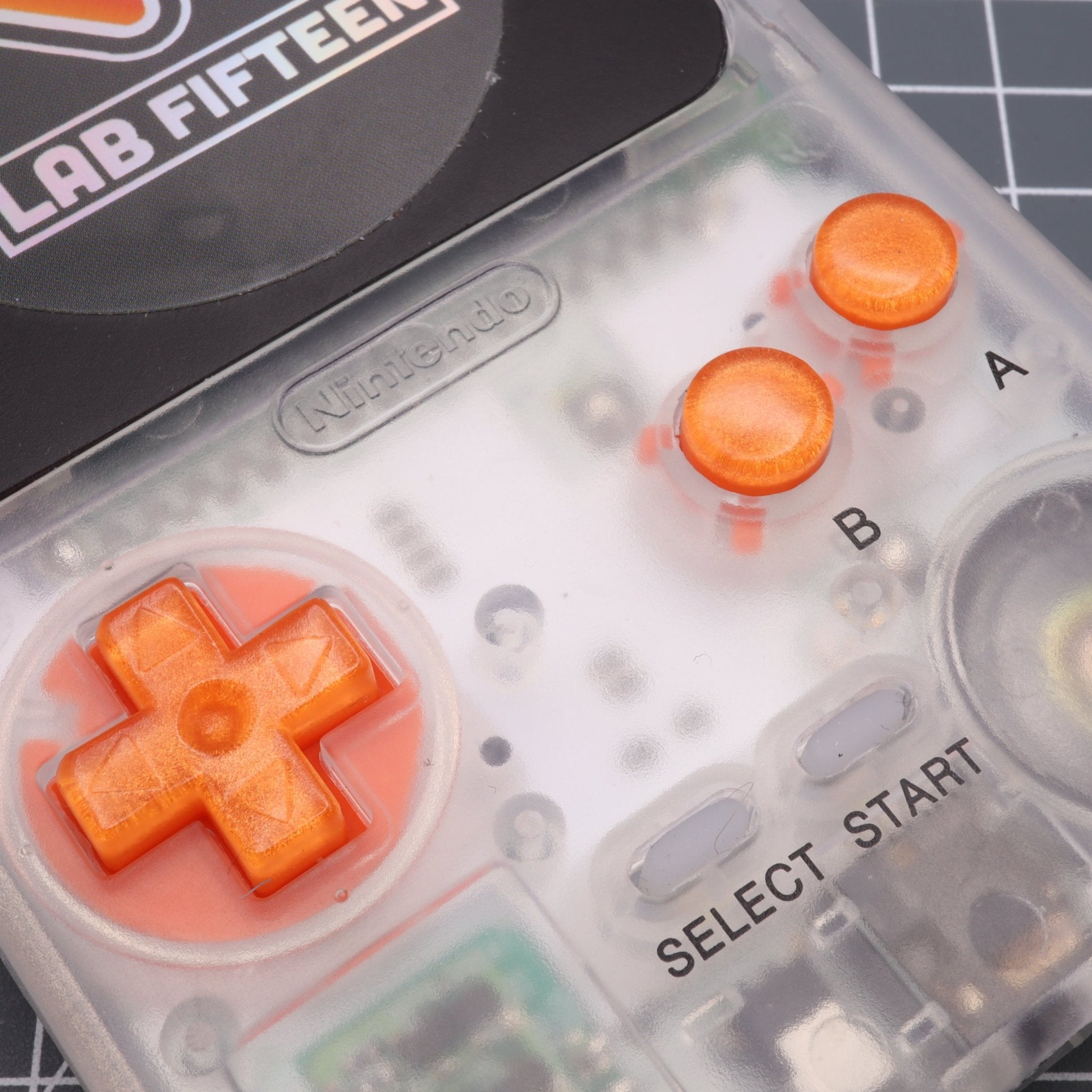 Hand cast custom resin buttons for Nintendo Game Boy Pocket MGB-001 GBP - Orange Candy | Lab Fifteen Co - 4
