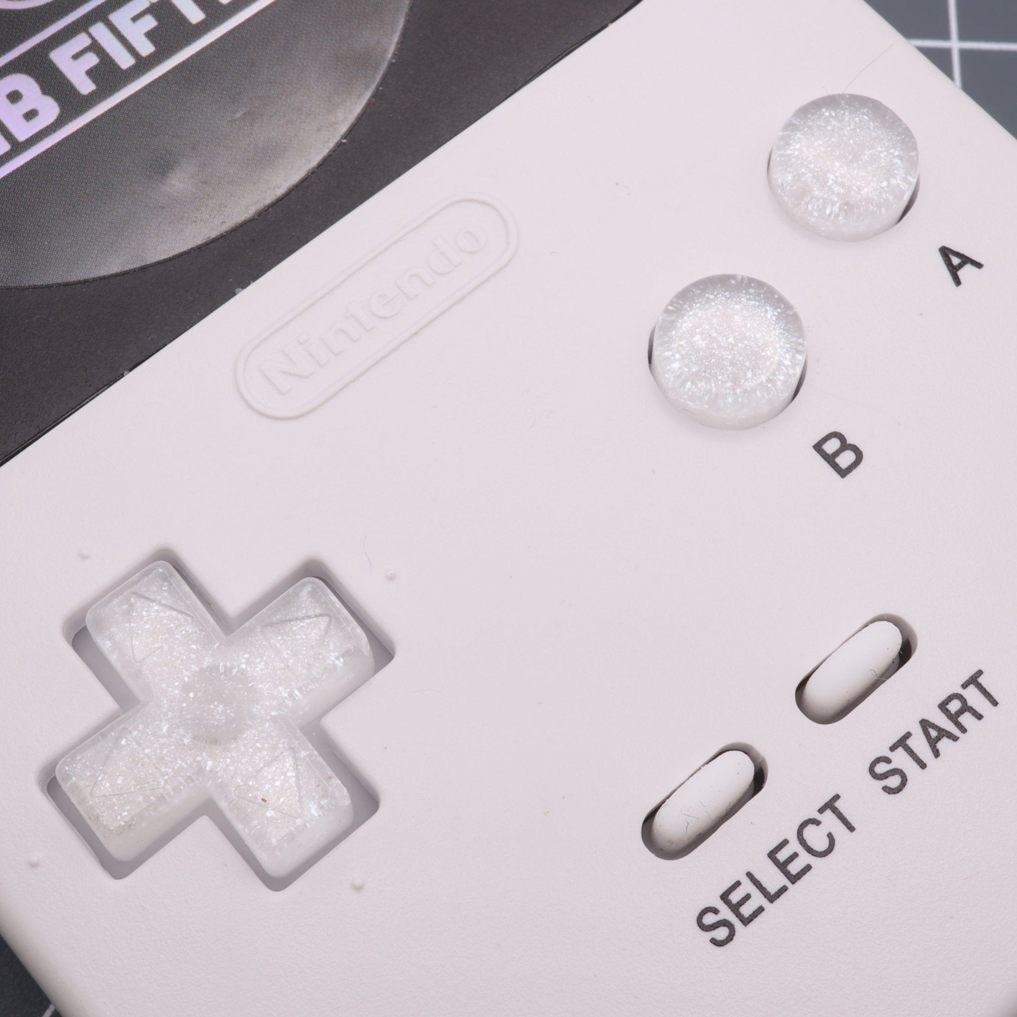 Hand cast custom resin buttons for Nintendo Game Boy Pocket MGB-001 GBP - Pearl white | Lab Fifteen Co - 3