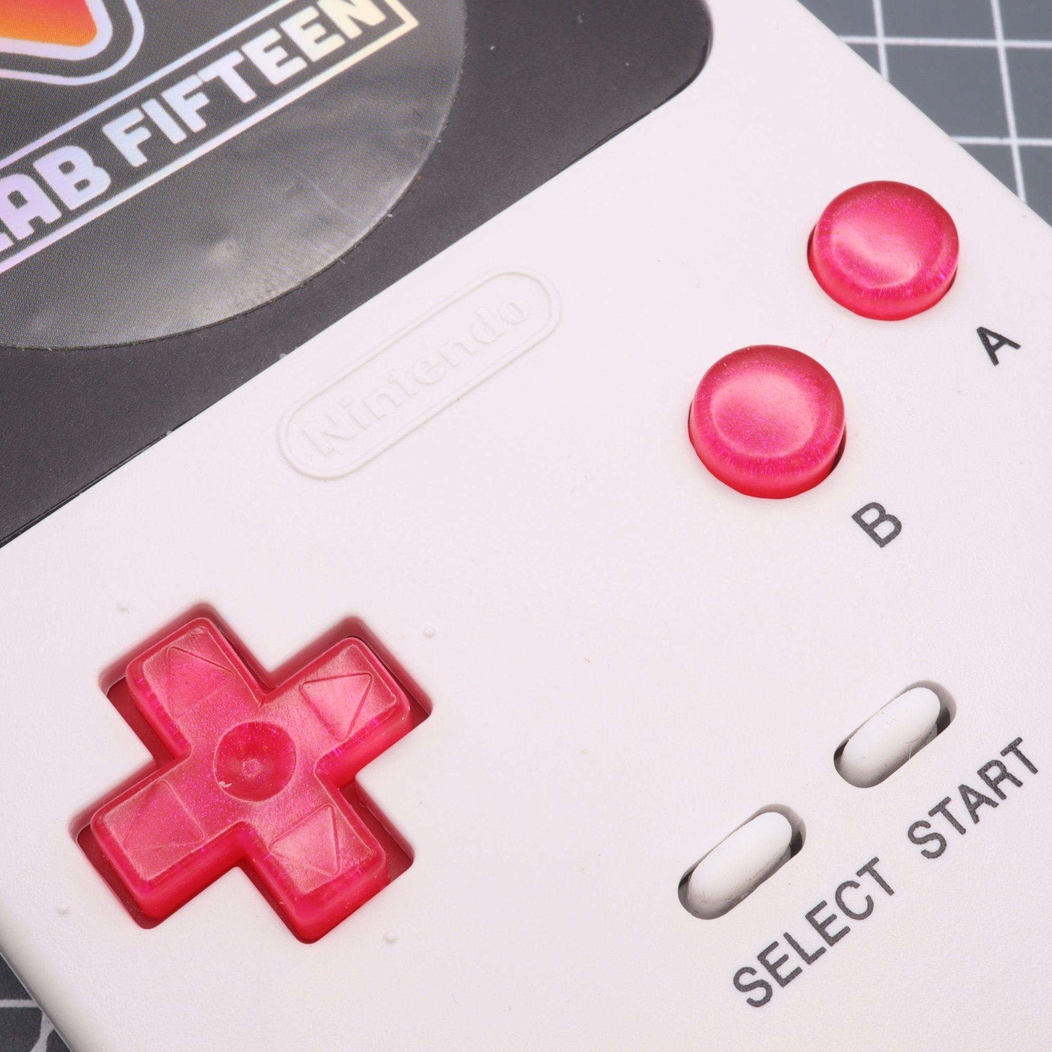 Hand cast custom resin buttons for Nintendo Game Boy Pocket MGB-001 GBP - Raspberry Candy | Lab Fifteen Co - 3