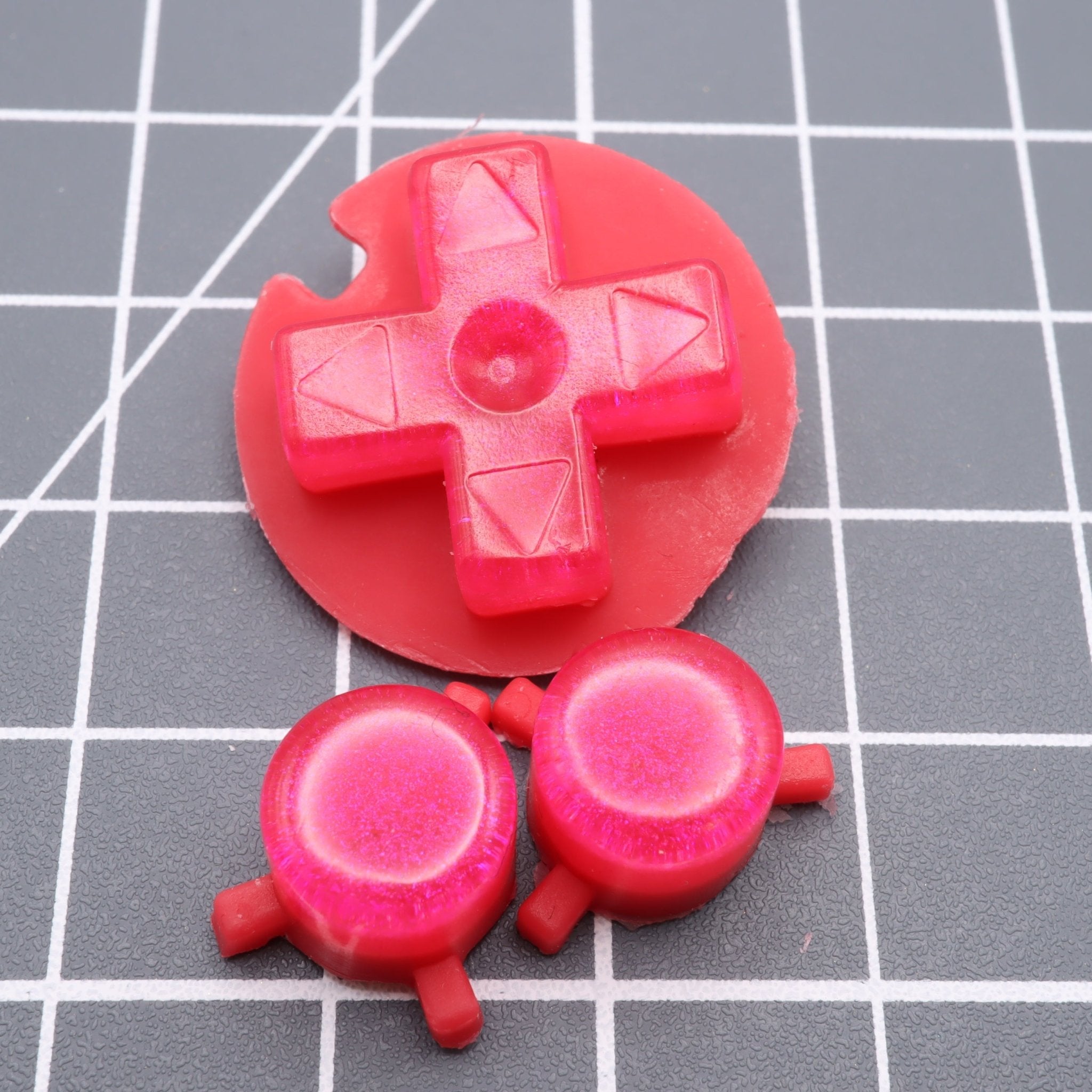 Hand cast custom resin buttons for Nintendo Game Boy Pocket MGB-001 GBP - Raspberry Candy | Lab Fifteen Co - 1