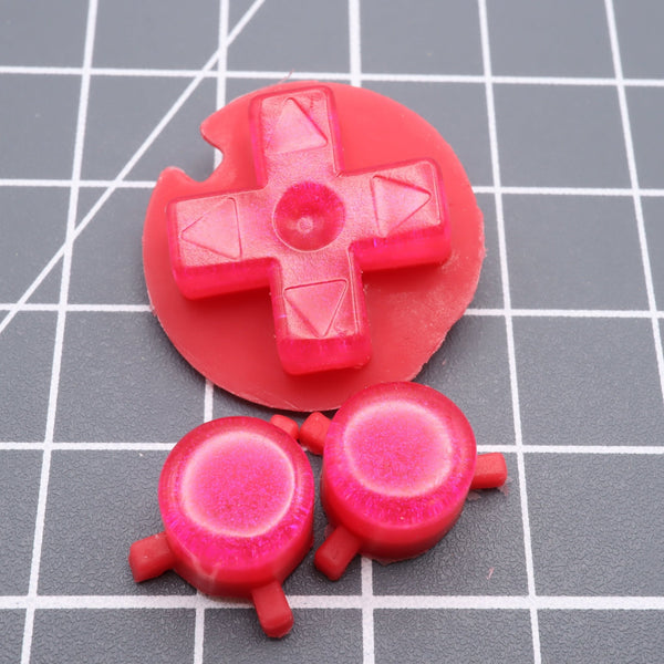 Hand cast custom resin buttons for Nintendo Game Boy Pocket MGB-001 GBP - Raspberry Candy | Lab Fifteen Co - 1