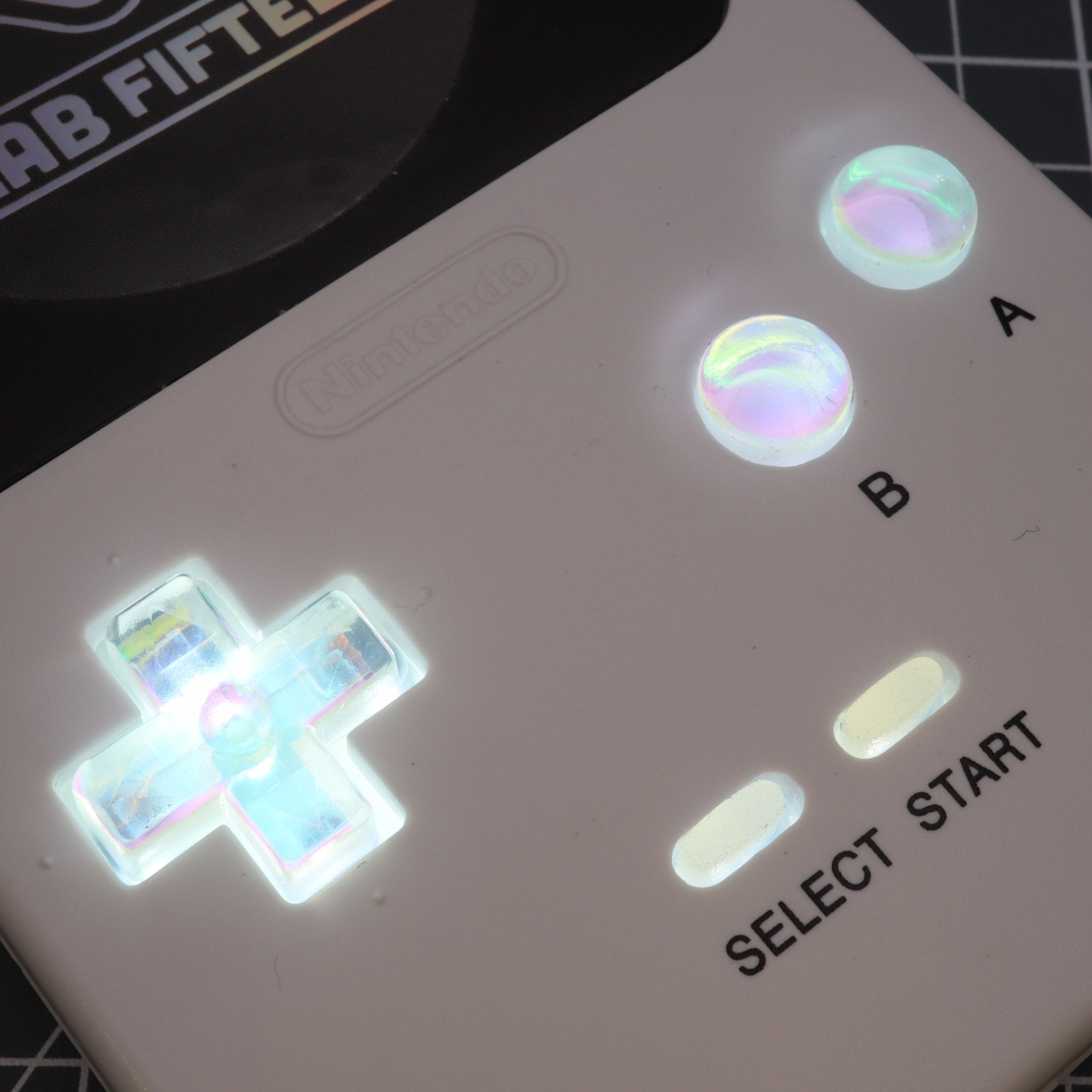 Hand cast custom resin buttons for Nintendo Game Boy Pocket MGB-001 GBP - Sunset opal | Lab Fifteen Co - 4