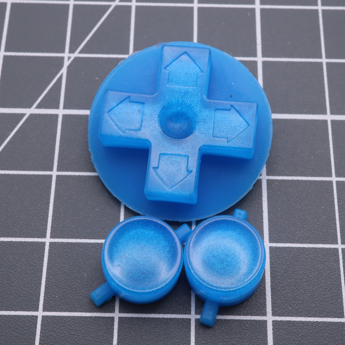 Hand cast custom resin buttons for Nintendo NES controller NES-004 (also fits Game Boy DMG-01) - Blueberry Candy | Lab Fifteen Co - 1