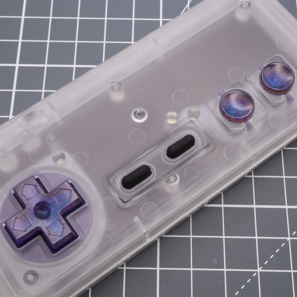 Hand cast custom resin buttons for Nintendo NES controller NES-004 (also fits Game Boy DMG-01) - Cosmic Purple | Lab Fifteen Co - 4