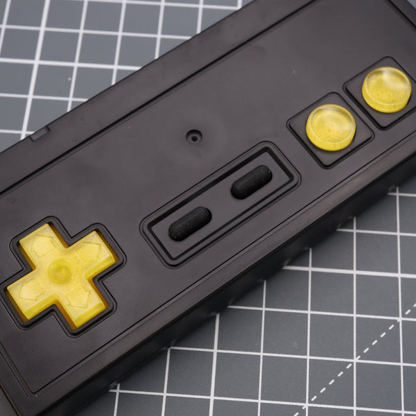 Hand cast custom resin buttons for Nintendo NES controller NES-004 (also fits Game Boy DMG-01) - Lemon Candy | Lab Fifteen Co