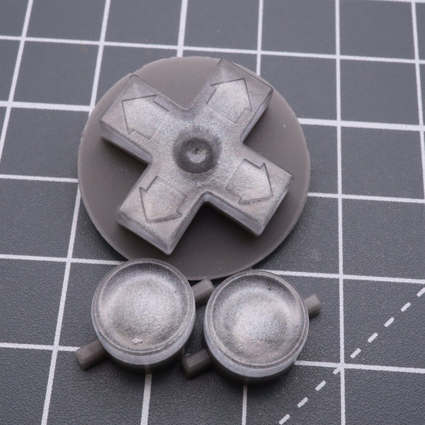 Hand cast custom resin buttons for Nintendo NES controller NES-004 (also fits Game Boy DMG-01) - Metallic Silver | Lab Fifteen Co - 1