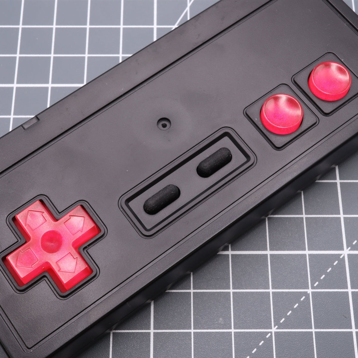 Hand cast custom resin buttons for Nintendo NES controller NES-004 (also fits Game Boy DMG-01) - Raspberry Candy | Lab Fifteen Co - 9