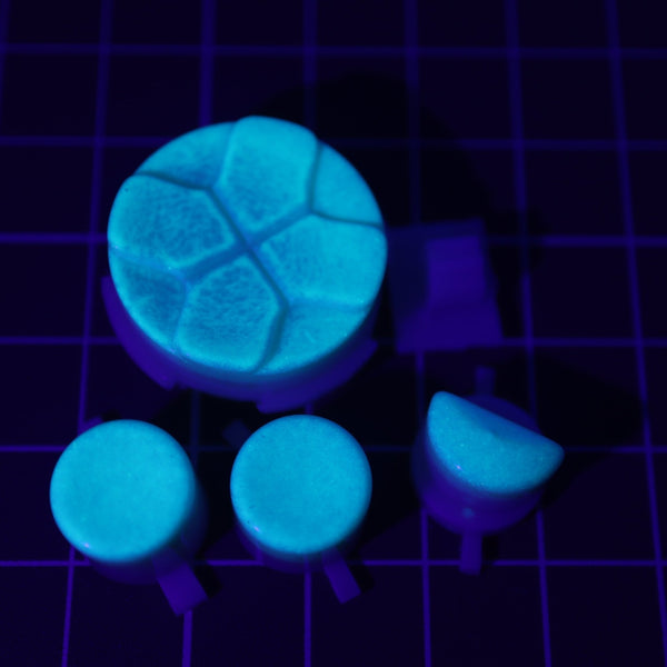 Hand cast custom resin buttons for Sega Game Gear - Glow in the dark Aqua | Lab Fifteen Co - 1