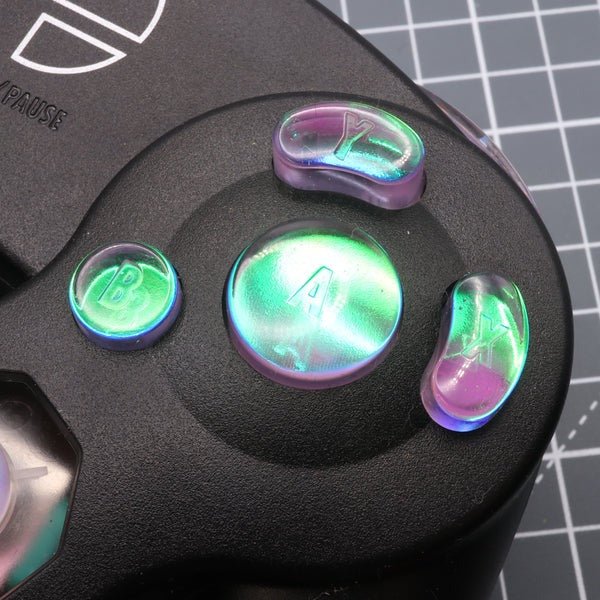 Hand cast custom resin buttons set for Nintendo GameCube - Cool opal [NGC] | Lab Fifteen Co - 5