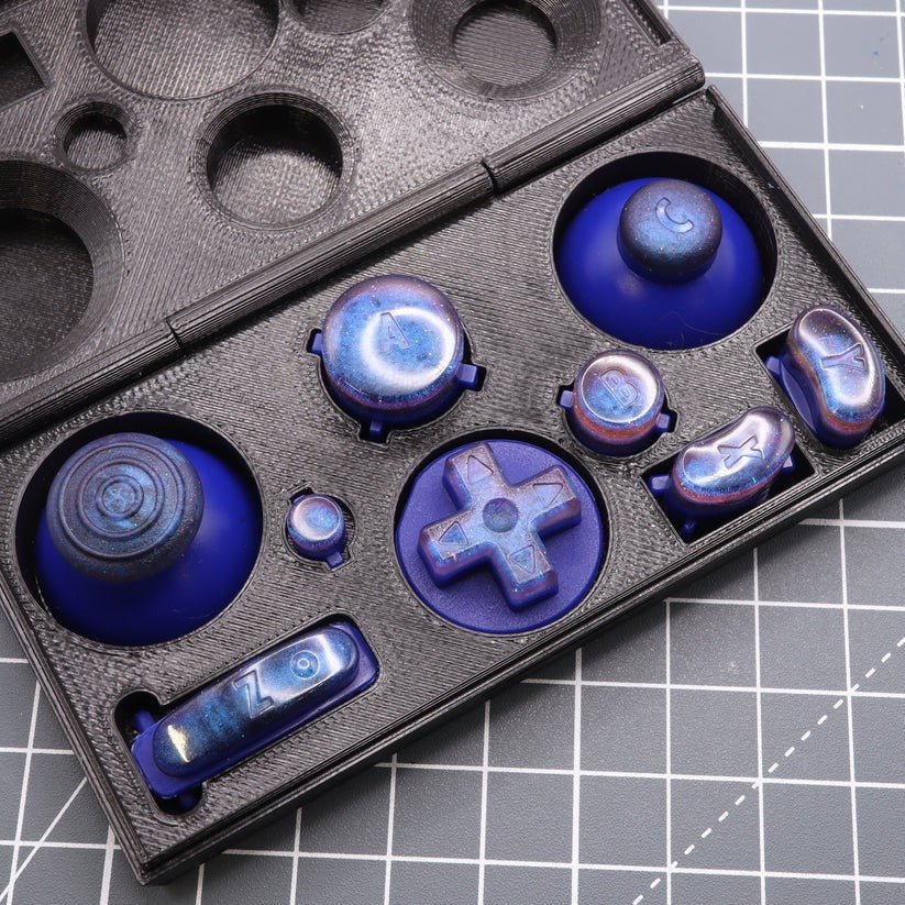 Hand cast custom resin buttons set for Nintendo GameCube - Cosmic blue [NGC] | Lab Fifteen Co - 8