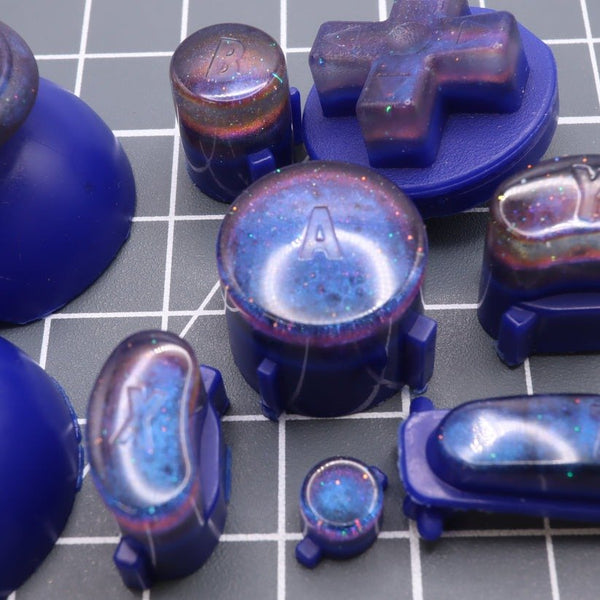 Hand cast custom resin buttons set for Nintendo GameCube - Cosmic blue [NGC] | Lab Fifteen Co