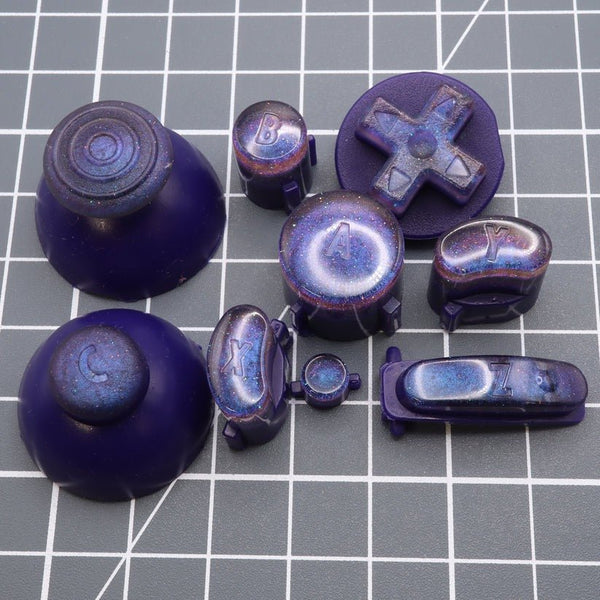 Hand cast custom resin buttons set for Nintendo GameCube - Cosmic purple [NGC] | Lab Fifteen Co