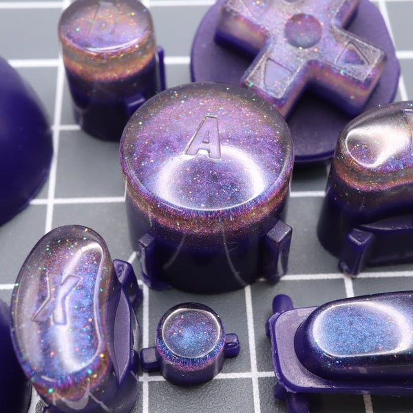 Hand cast custom resin buttons set for Nintendo GameCube - Cosmic purple [NGC] | Lab Fifteen Co