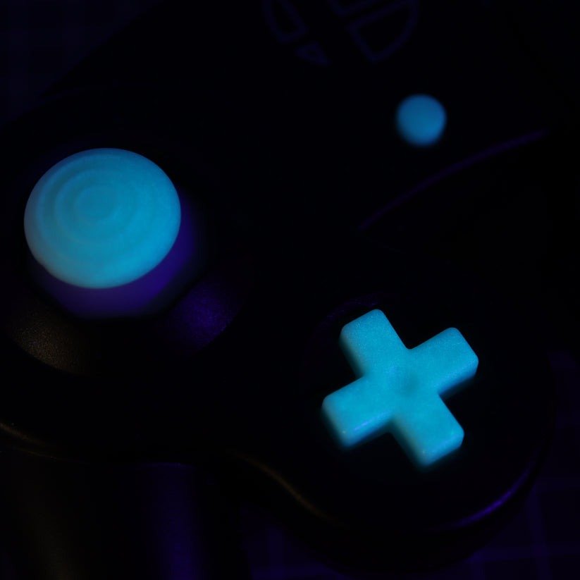 Hand cast custom resin buttons set for Nintendo GameCube - Glow in the aqua GITD [NGC] | Lab Fifteen Co - 7