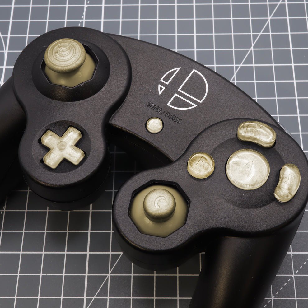 Hand cast custom resin buttons set for Nintendo GameCube - Metallic gold [NGC] | Lab Fifteen Co - 1