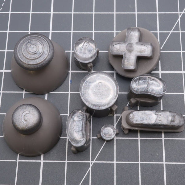 Hand cast custom resin buttons set for Nintendo GameCube - Metallic Silver [NGC] | Lab Fifteen Co