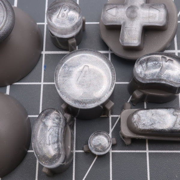 Hand cast custom resin buttons set for Nintendo GameCube - Metallic Silver [NGC] | Lab Fifteen Co