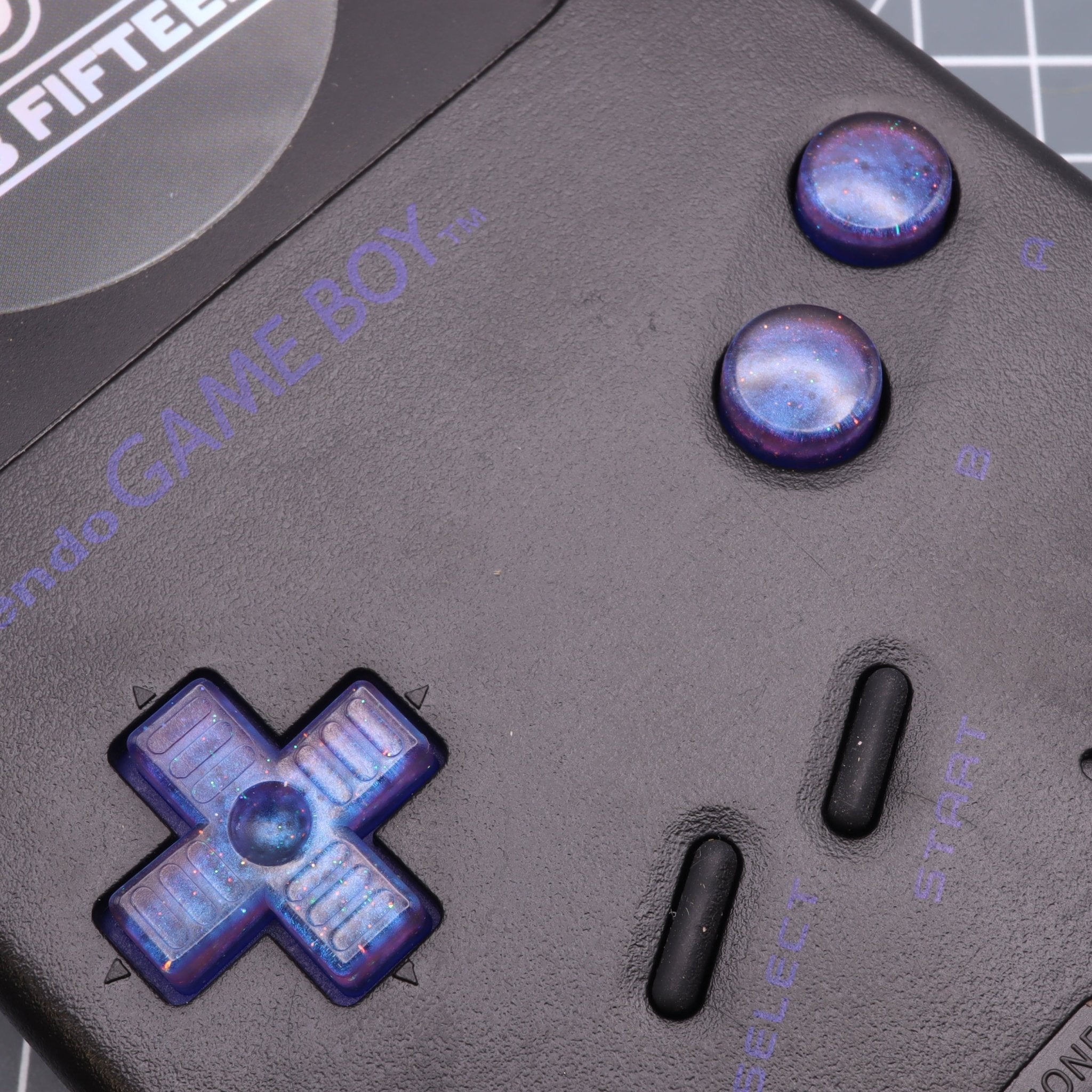 Hand cast resin buttons for Nintendo Game Boy Original DMG-01 (Game Boy Classic) - Cosmic blue | Lab Fifteen Co - 8