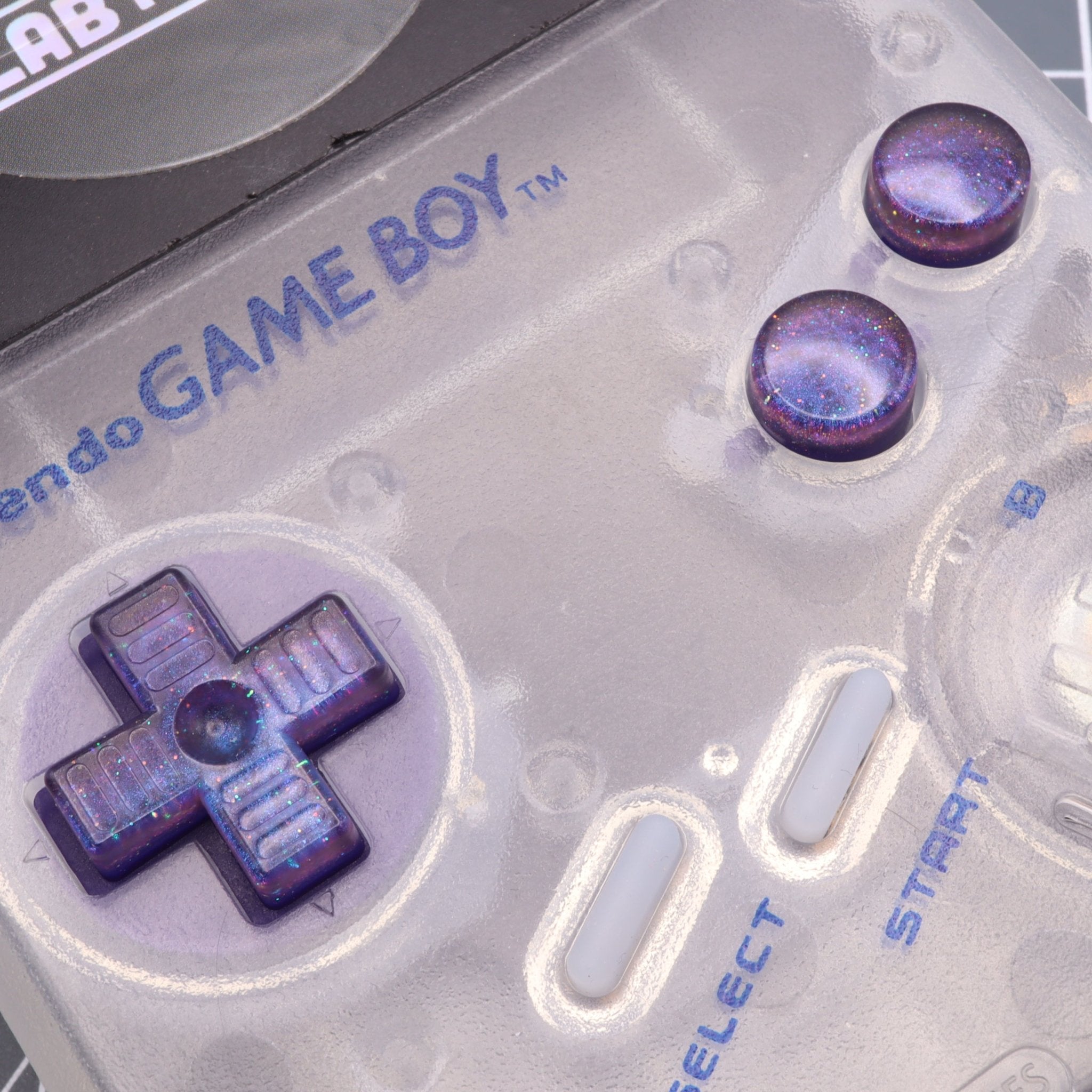 Hand cast resin buttons for Nintendo Game Boy Original DMG-01 (Game Boy Classic) - Cosmic purple | Lab Fifteen Co - 9
