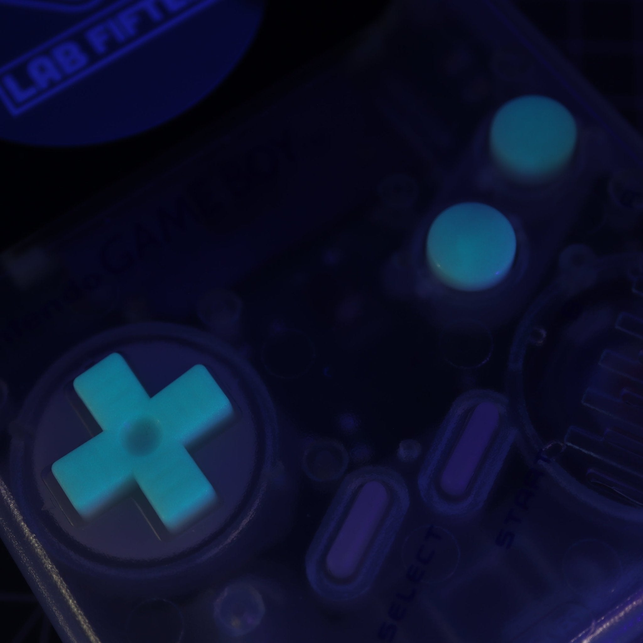 Hand cast resin buttons for Nintendo Game Boy Original DMG-01 (Game Boy Classic) - Glow in the dark aqua | Lab Fifteen Co - 7