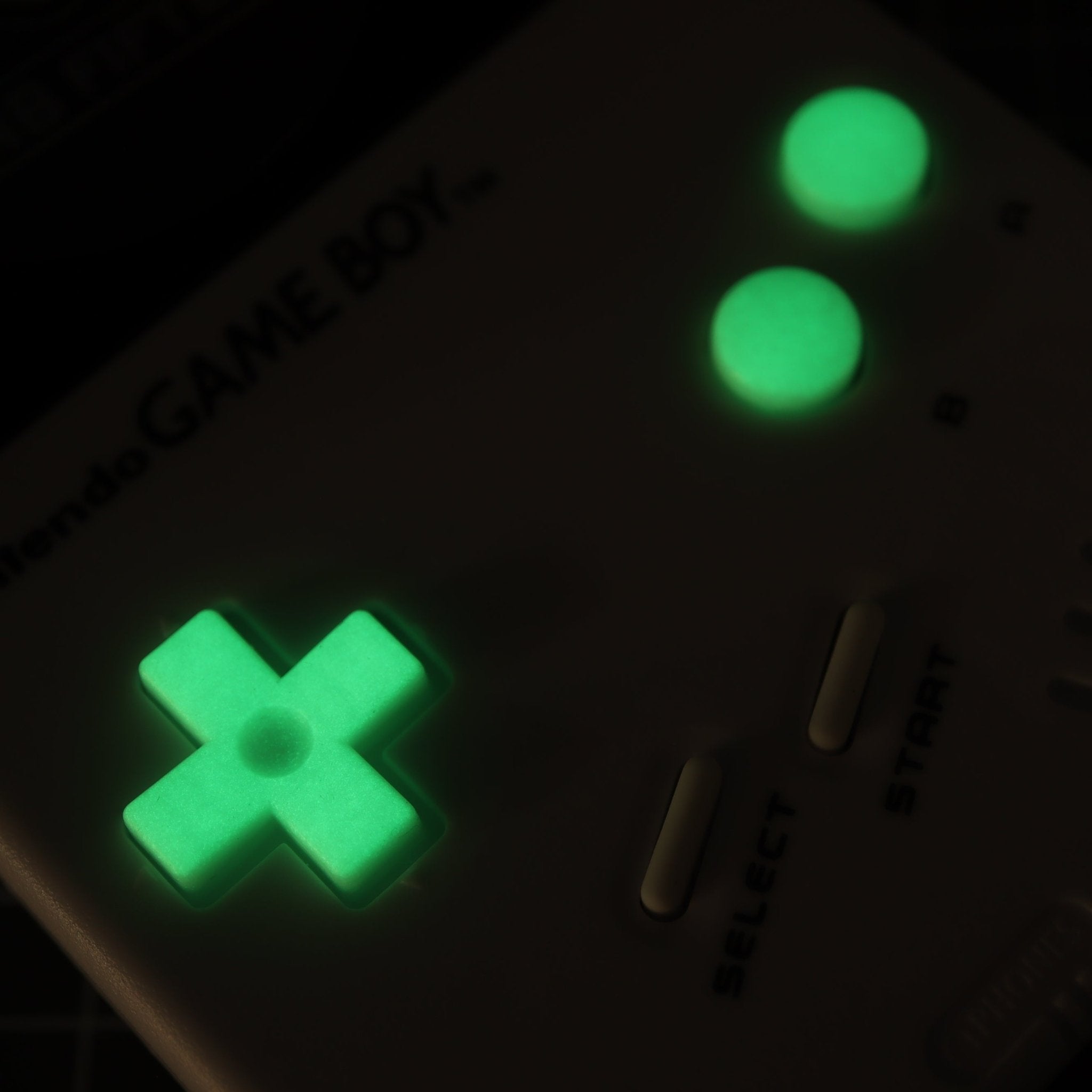 Hand cast resin buttons for Nintendo Game Boy Original DMG-01 (Game Boy Classic) - Glow in the dark green | Lab Fifteen Co - 4