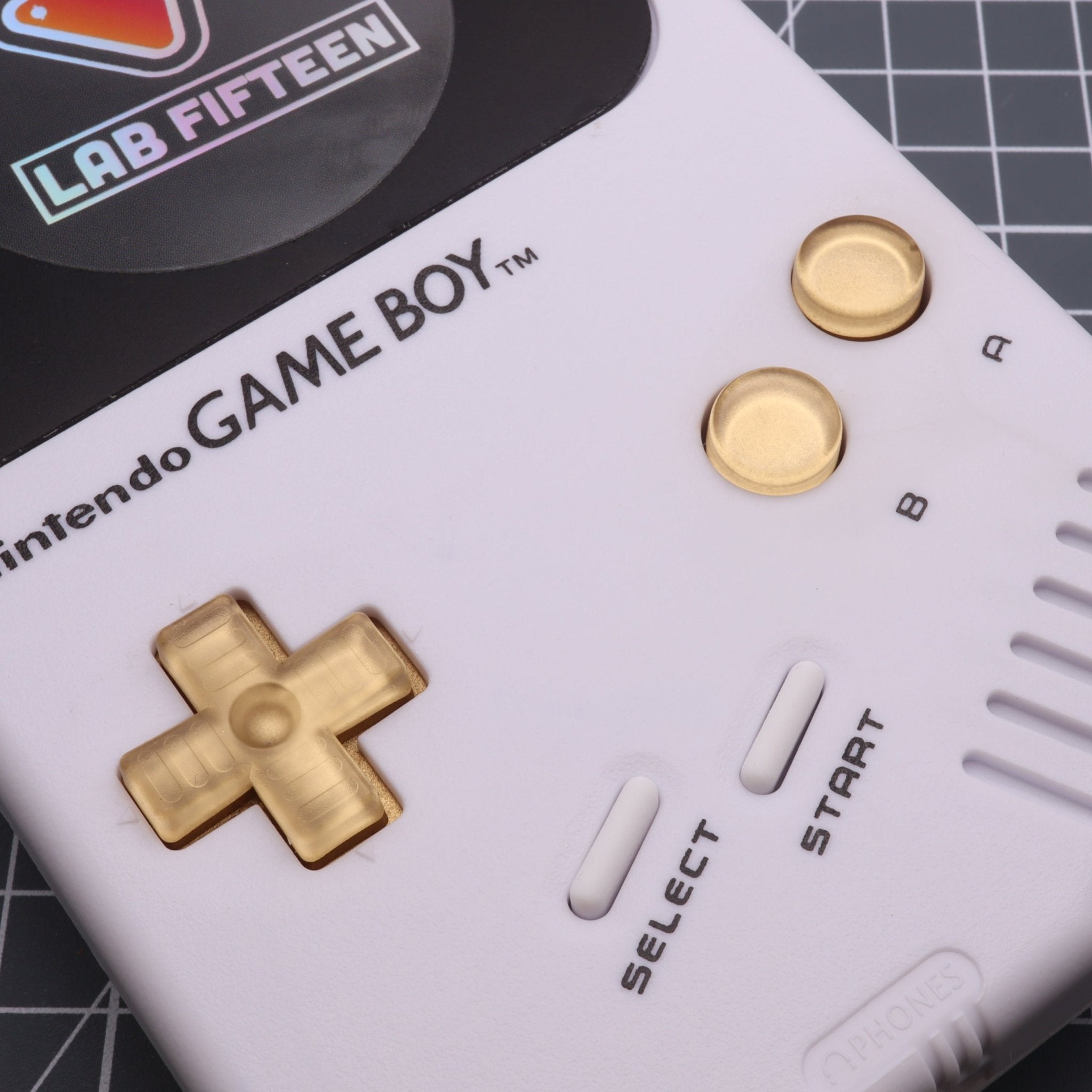 Hand cast resin buttons for Nintendo Game Boy Original DMG-01 (Game Boy Classic) - Metallic gold | Lab Fifteen Co - 5