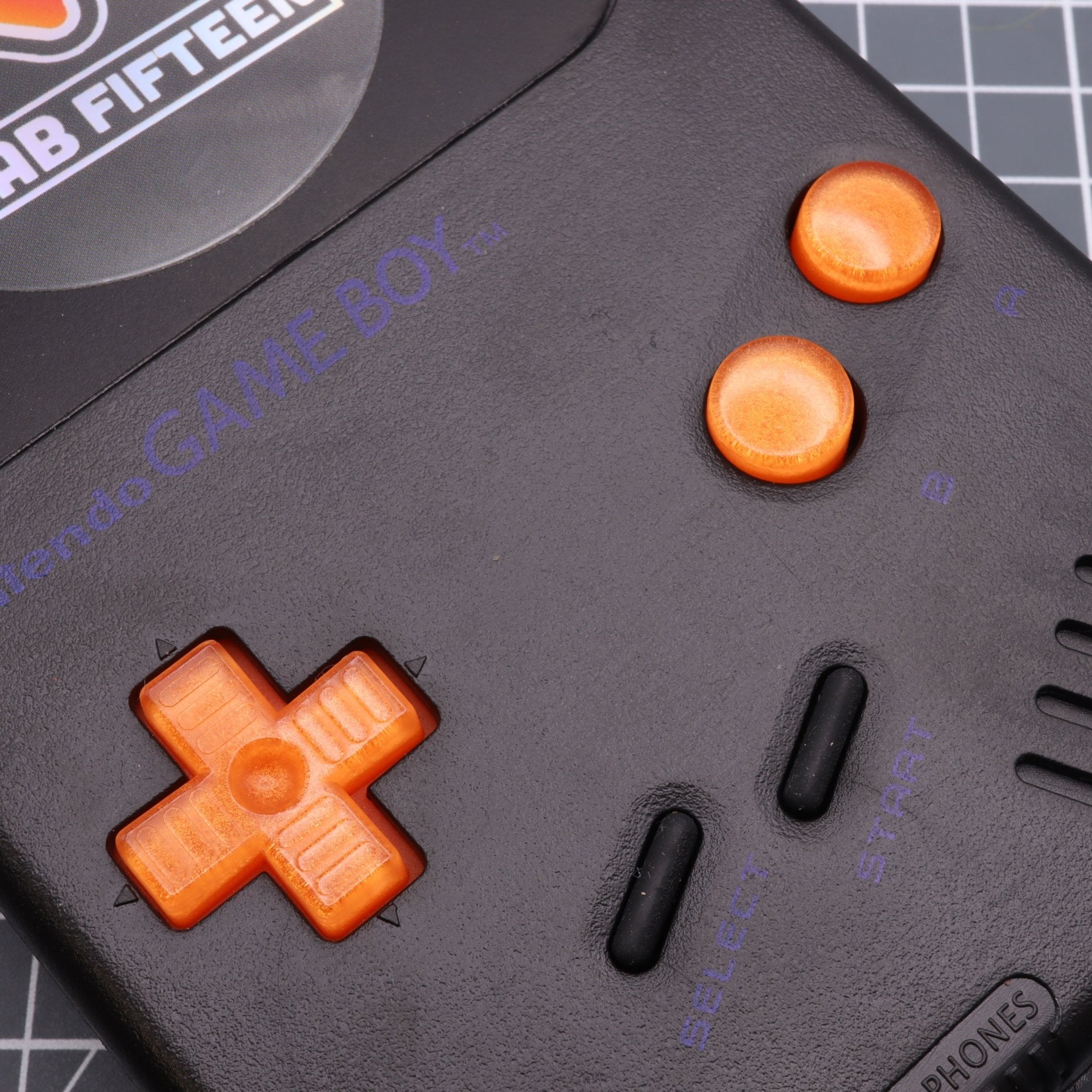 Hand cast resin buttons for Nintendo Game Boy Original DMG-01 (Game Boy Classic) - Orange candy | Lab Fifteen Co - 6