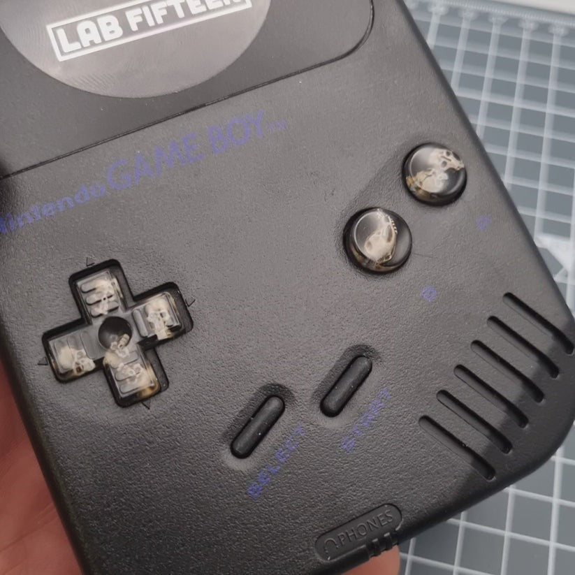 Visual Gameboy Buttons Custom resin buttons for Game Boy DMG - Skulls | Lab Fifteen Co