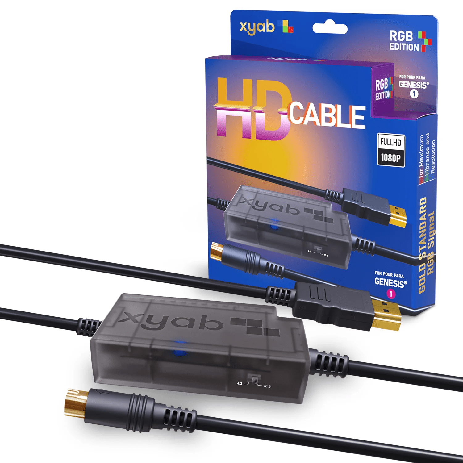 HDMI adapter converter cable for Sega Genesis / Megadrive 1 consoles RGB with upscaling | XYAB - 1