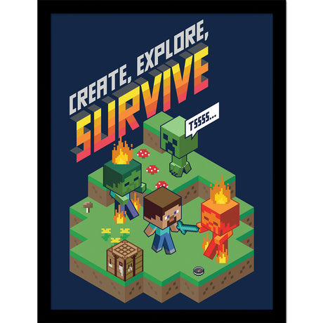 Minecraft create explore survive framed collector print 30 x 40cm | Pyramid