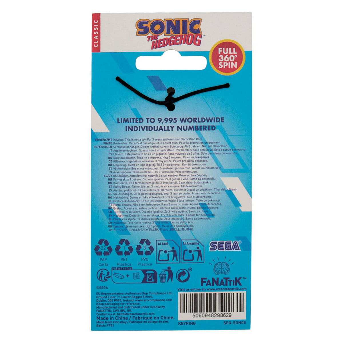 Sonic the Hedgehog Spinning Signpost Keyring | Fanattik