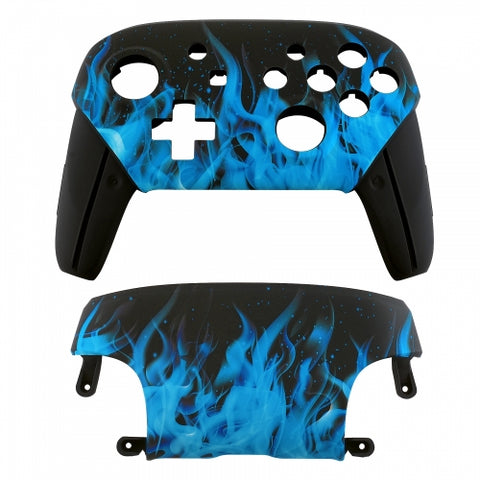 Housing shell for Nintendo Switch Pro controllers front & back cover soft touch replacement - Flame Blue & Black | ZedLabz
