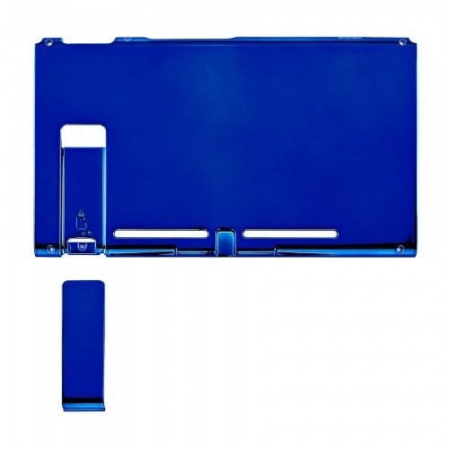 Housing shell for Nintendo Switch console back plate with kickstand hard cover - Chrome Blue | ZedLabz