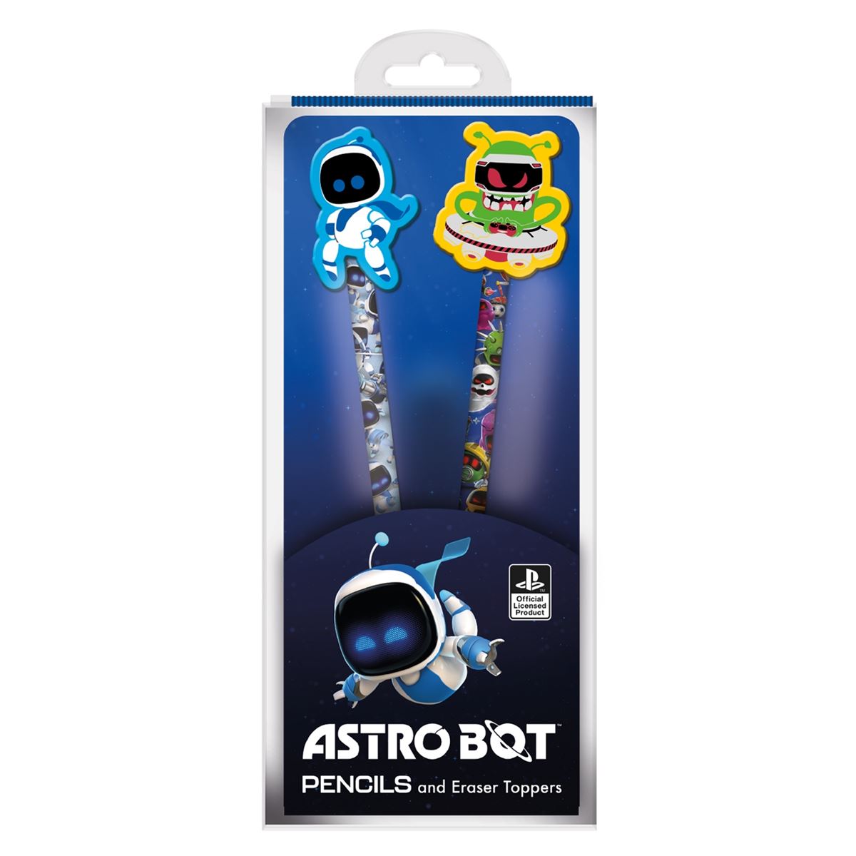 Astro Bot Astro & Alien pencils and erasers toppers set | Pyramid