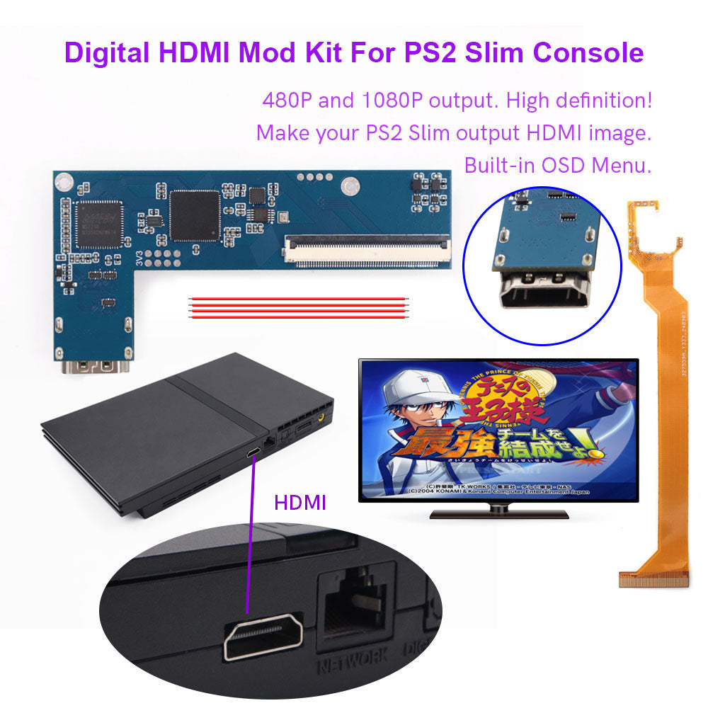 Internal HDMI mod kit for PS2 Slim 1080p digital | Hispeedido