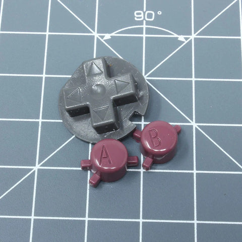 Hand cast custom resin buttons for Nintendo Game Boy Color - DMG style burgundy red | Lab Fifteen Co