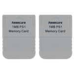 ZedLabz Memory card for Sony PS1 1MB 15 block PSX PlayStation one PSone (PS2 compatible*) - 2 pack grey