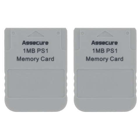 ZedLabz Memory card for Sony PS1 1MB 15 block PSX PlayStation one PSone (PS2 compatible*) - 2 pack grey