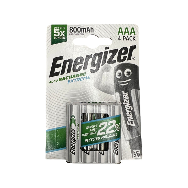 Extreme AAA rechargable batteries 800mAh pre-charged pack of 4  | Energizer
