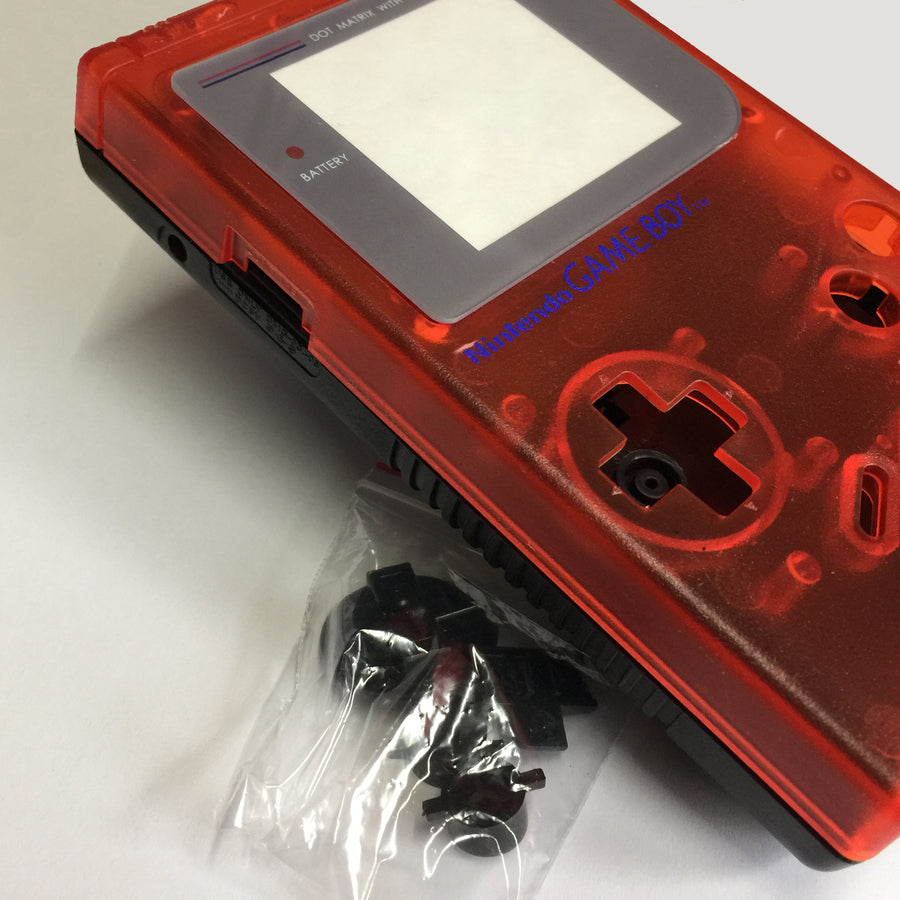 Two tone housing for Game Boy DMG-01 Nintendo shell mod kit - Clear Red & Black | ZedLabz
