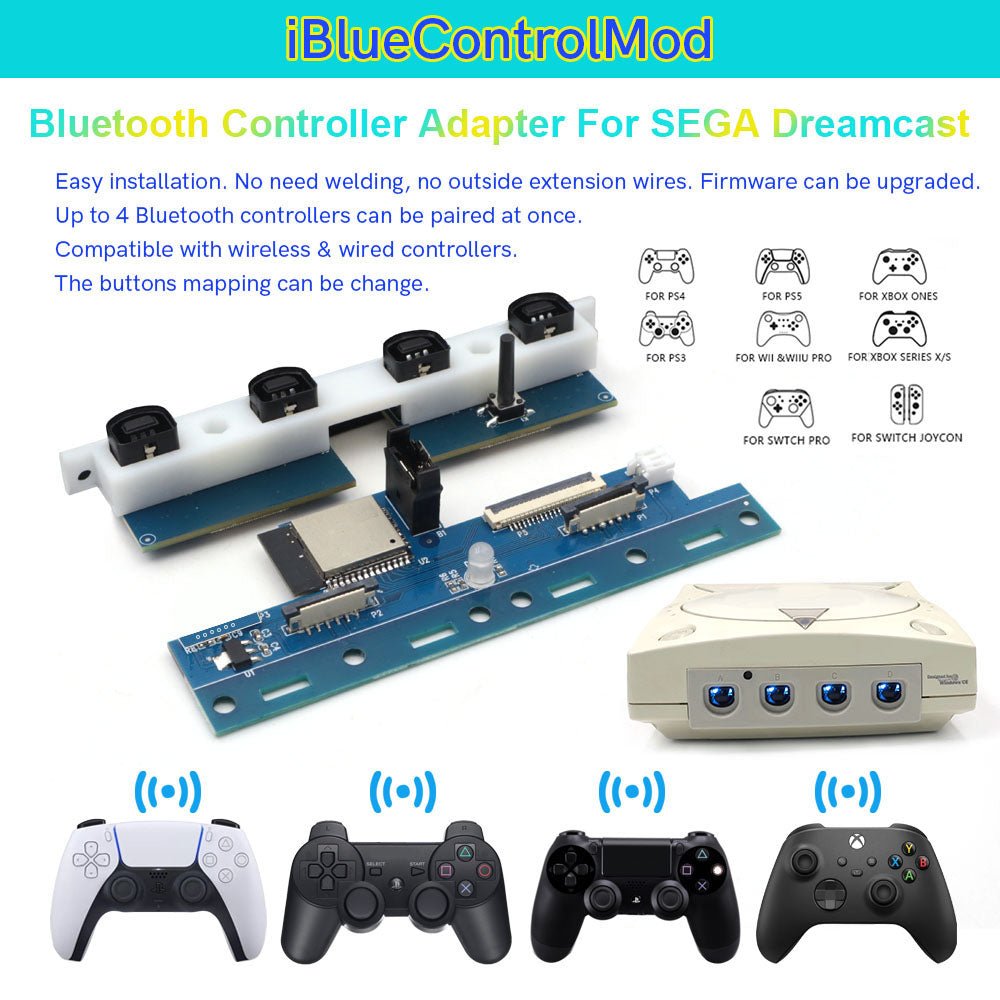 Internal wireless controller adapter for Sega Dreamcast | Hispeedido iBlueControlMod - 2