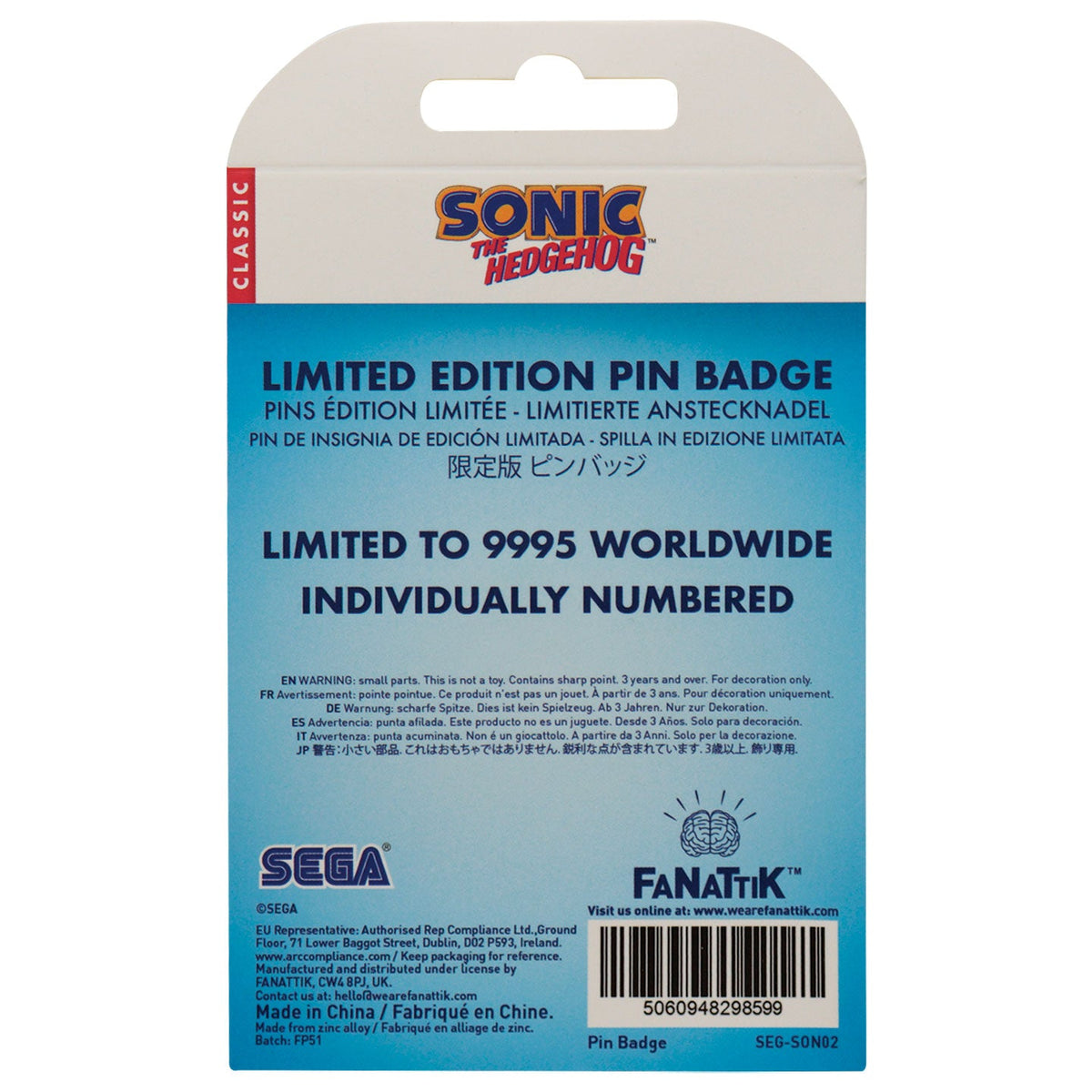 Sonic the Hedgehog Sonic, Tails & Knuckles Limited Edition Pin Badge | Fanattik