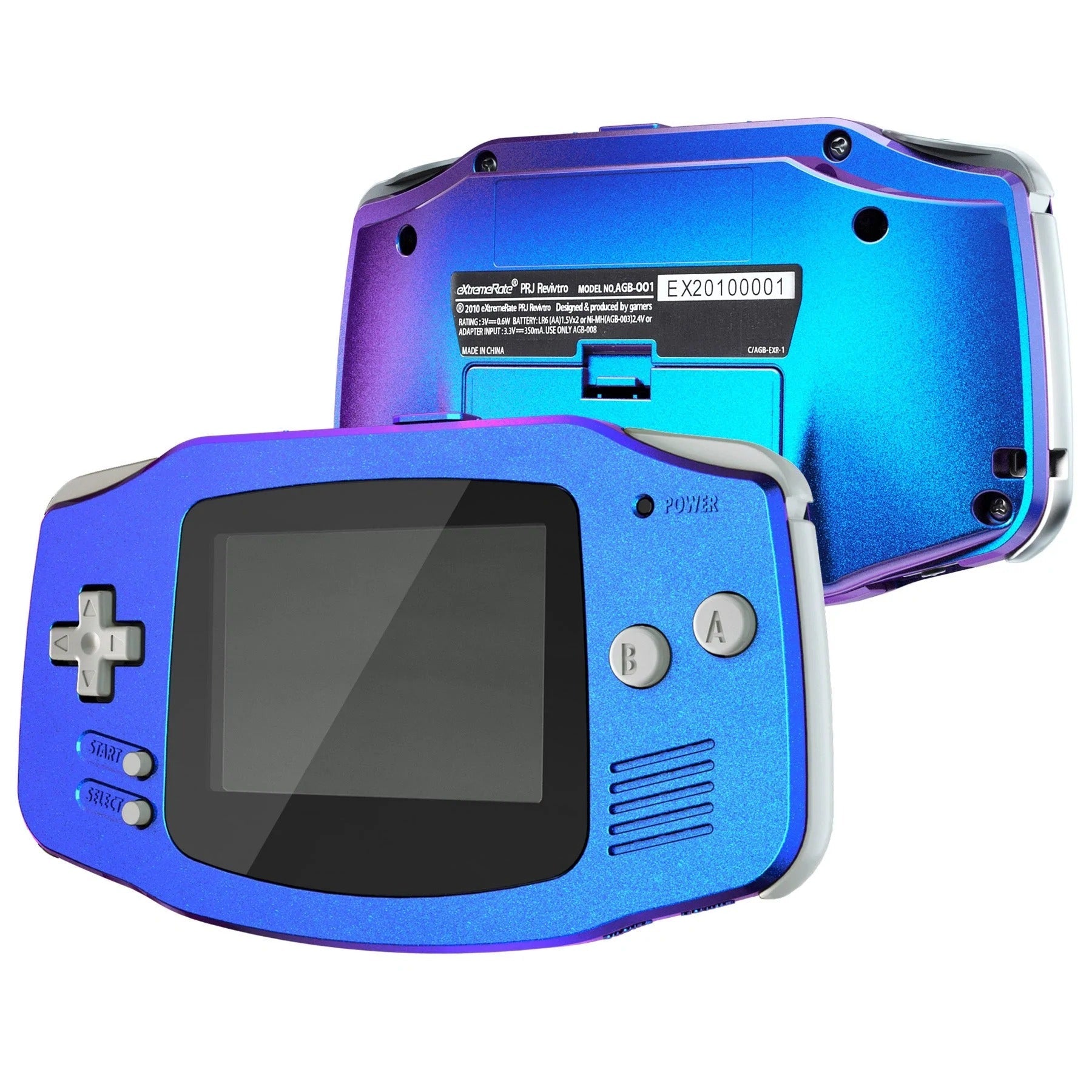 IPS ready shell for Nintendo Game Boy Advance custom modified replacement housing kit supports IPS & Original screens - Chameleon Purple Blue GBA AGB | eXtremeRate - 2