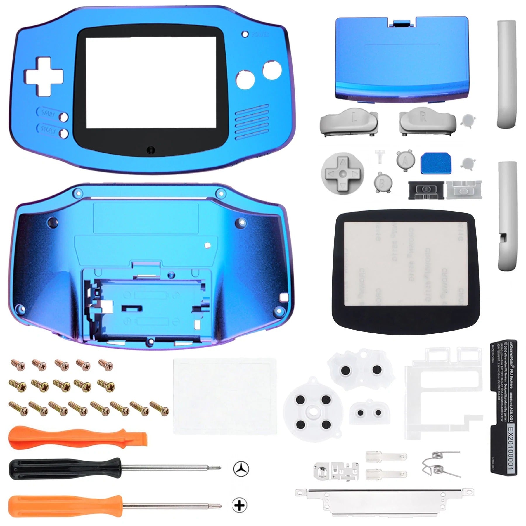 IPS ready shell for Nintendo Game Boy Advance custom modified replacement housing kit supports IPS & Original screens - Chameleon Purple Blue GBA AGB | eXtremeRate - 1