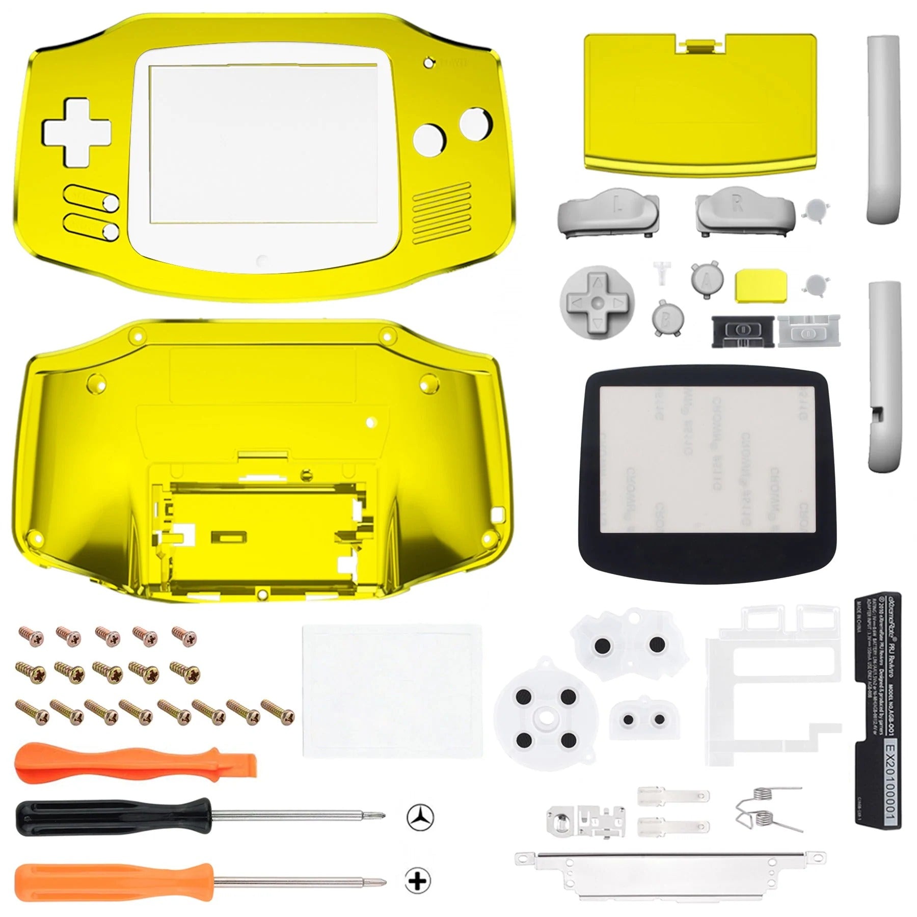 IPS ready shell for Nintendo Game Boy Advance custom modified replacement housing kit supports IPS & Original screens - Chrome Gold GBA AGB | eXtremeRate - 1