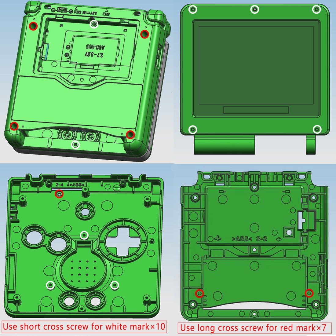 IPS ready shell for Nintendo Game Boy Advance SP modified no cut replacement housing GBA SP AGS - Mirror clear | Funnyplaying - 14