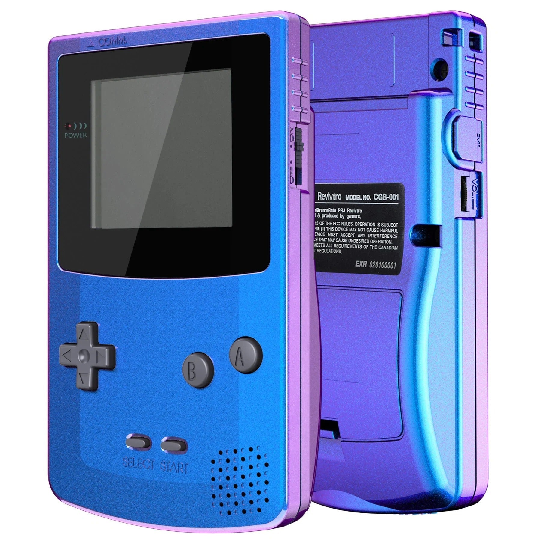 IPS ready shell for Nintendo Game Boy Color custom modified replacement housing kit supports IPS, OSD IPS & Original screens - Chameleon Purple Blue GBC CGB | eXtremeRate - 2
