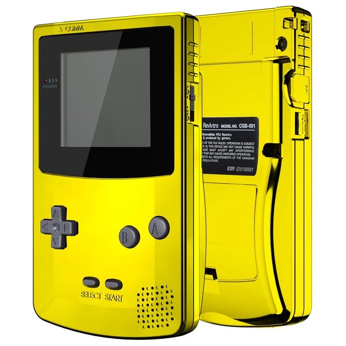 IPS ready shell for Nintendo Game Boy Color custom modified replacement housing kit supports IPS, OSD IPS & Original screens - Chrome gold GBC CGB | eXtremeRate - 2