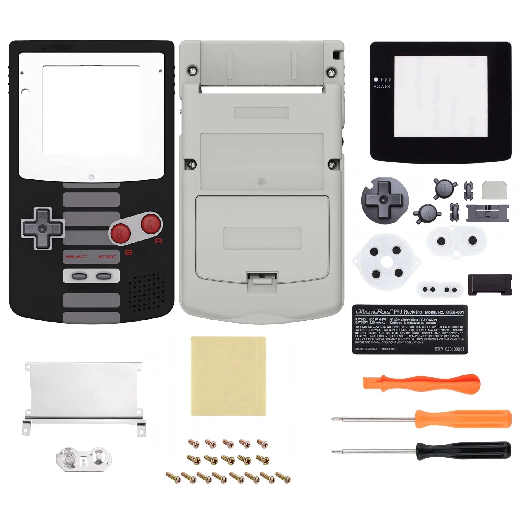 IPS ready shell for Nintendo Game Boy Color custom modified replacement housing kit supports IPS, OSD IPS & Original screens - NES style GBC CGB | eXtremeRate - 1